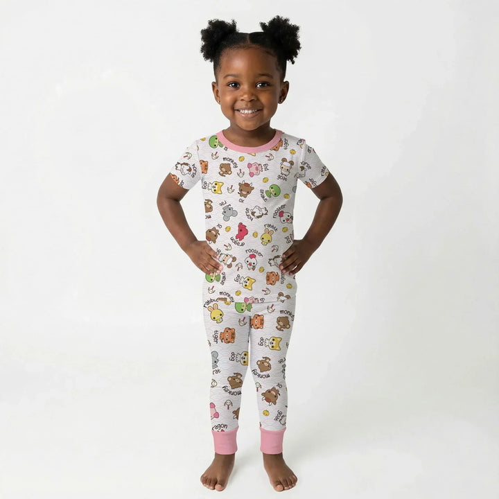 Kawaii Zodiac Bamboo Two Piece Short Sleeve Pajama Set