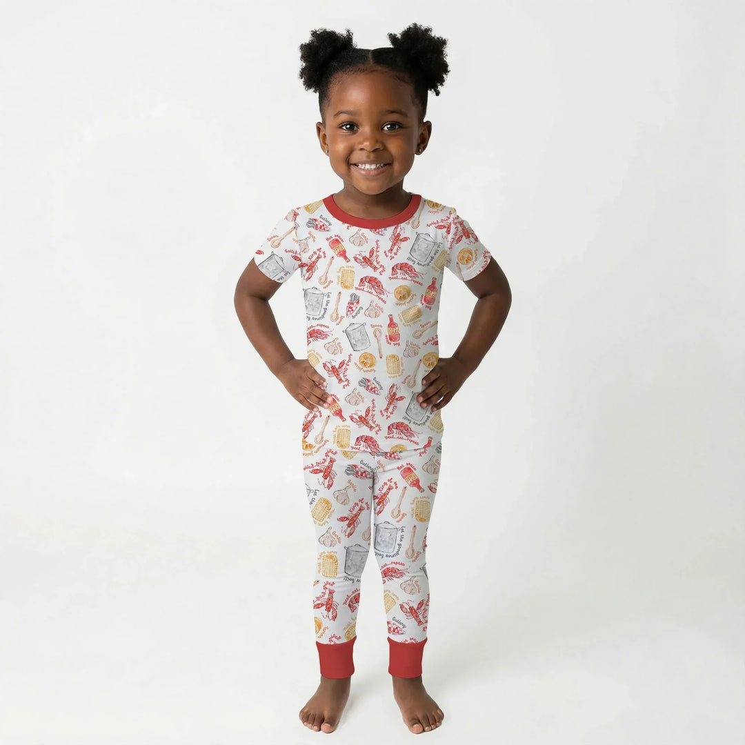 Crawfish Boil Bamboo Two Piece Short Sleeve Pajama Set