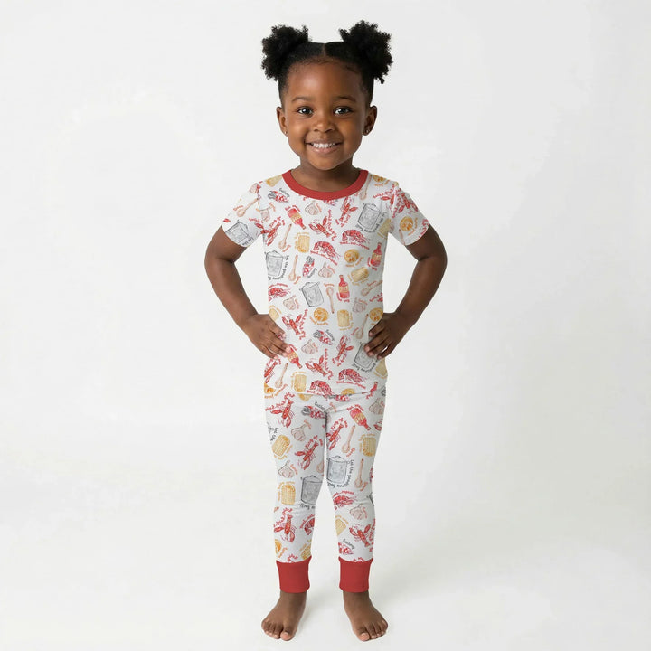 Crawfish Boil Bamboo Two Piece Short Sleeve Pajama Set