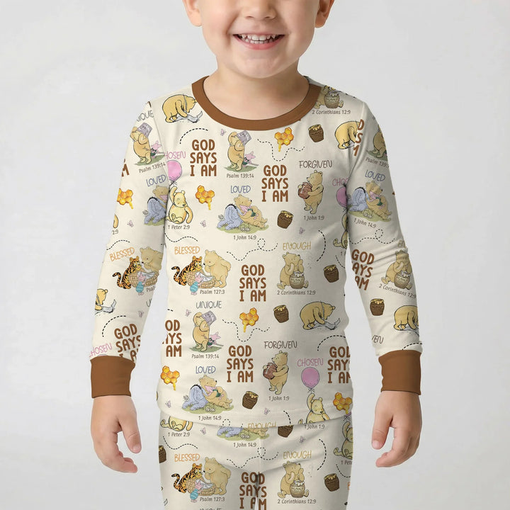 God Says I Am – Little Blessings Bamboo Two Piece Long Sleeve Pajama Set