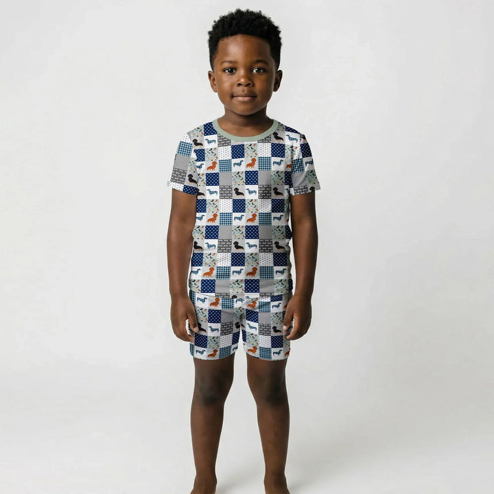 Playful Dachshund Delight Bamboo Two Piece Short Sleeve Shorts Pajama Set