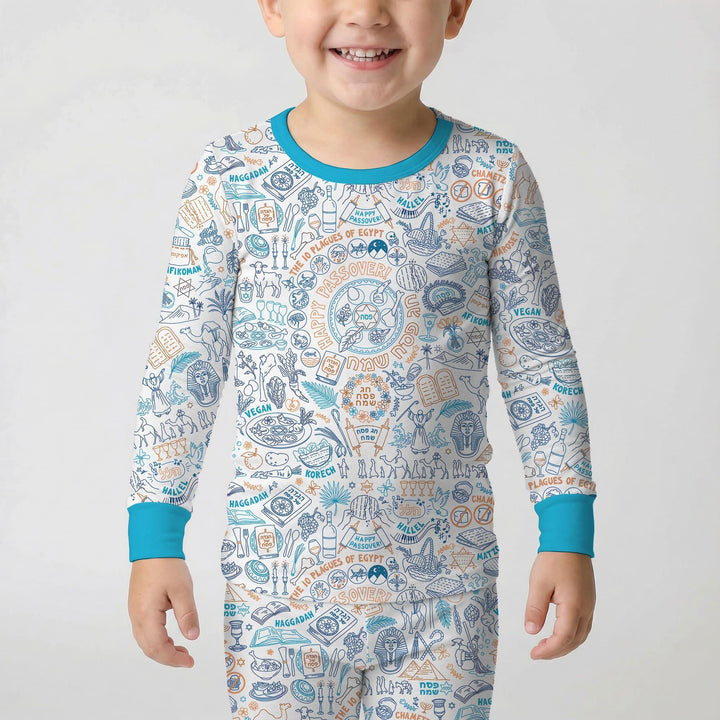 Doodle Passover Matching Family Bamboo Two Piece Long Sleeve Pajama Set