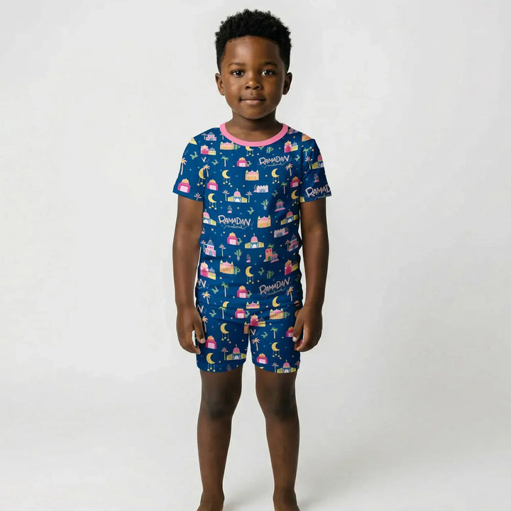 Ramadan Kareem Family Matching Bamboo Two Piece Short Sleeve Shorts Pajama Set