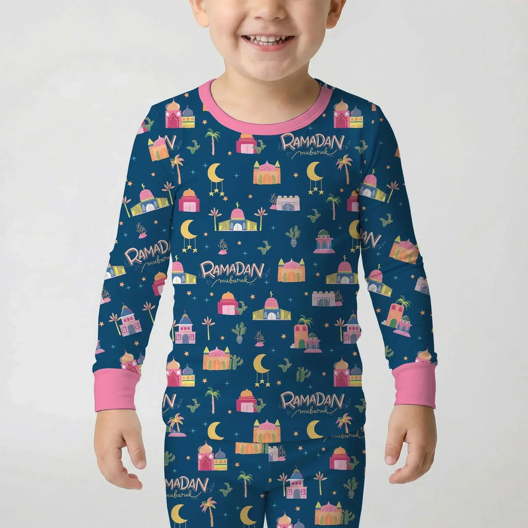 Ramadan Kareem Family Matching Bamboo Two Piece Long Sleeve Pajama Set