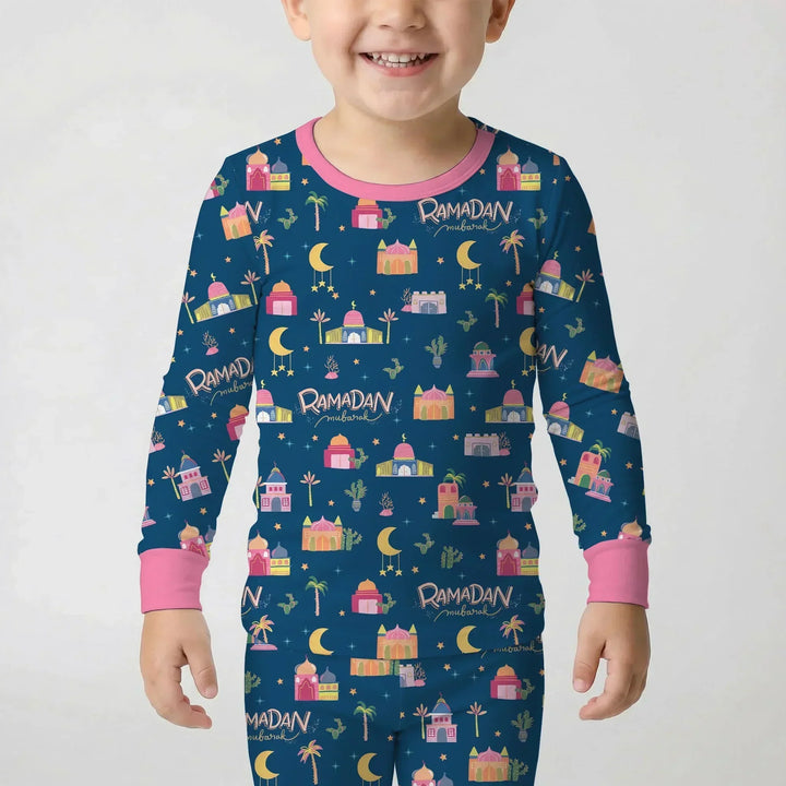 Ramadan Kareem Family Matching Bamboo Two Piece Long Sleeve Pajama Set