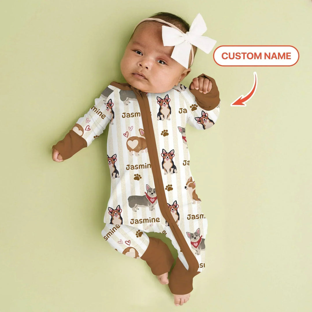 Custom Name Playful Corgis Family Matching Bamboo Convertible Zippy