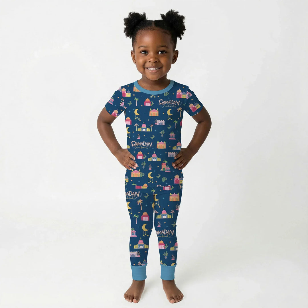Ramadan Kareem Family Matching Bamboo Two Piece Short Sleeve Pajama Set