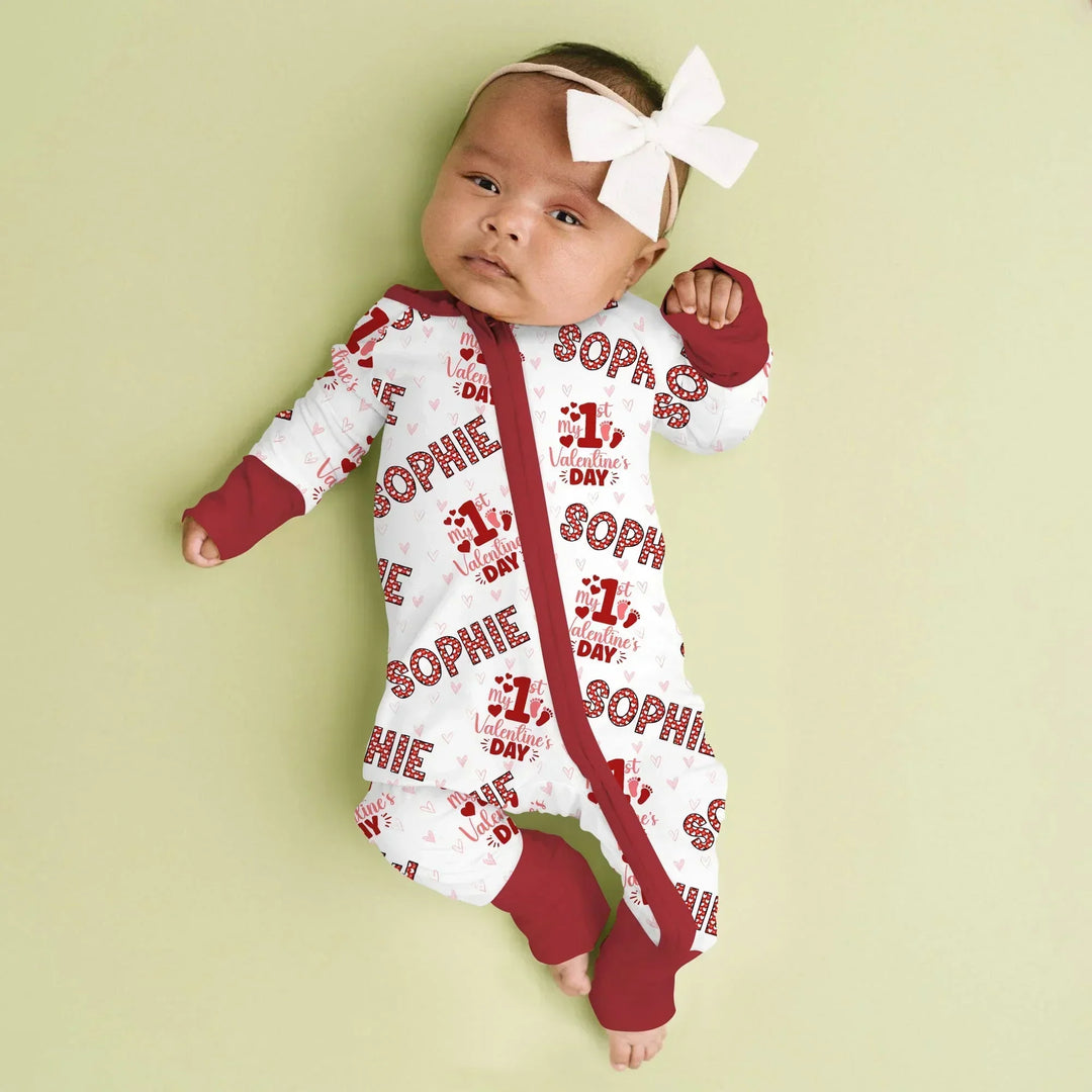 Custom Name My 1st Valentine's Day Bamboo Convertible Zippy