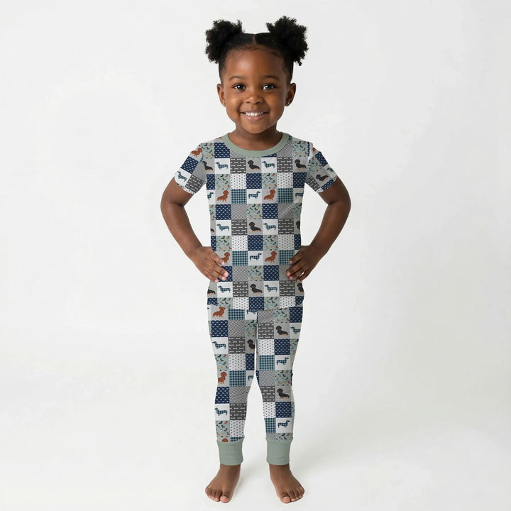 Playful Dachshund Delight Bamboo Two Piece Short Sleeve Pajama Set
