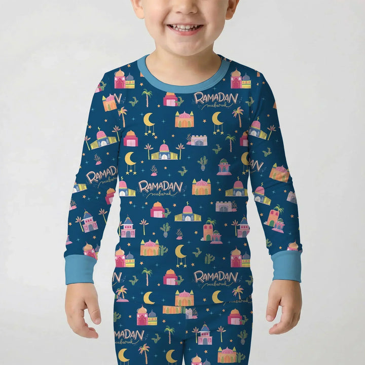 Ramadan Kareem Family Matching Bamboo Two Piece Long Sleeve Pajama Set
