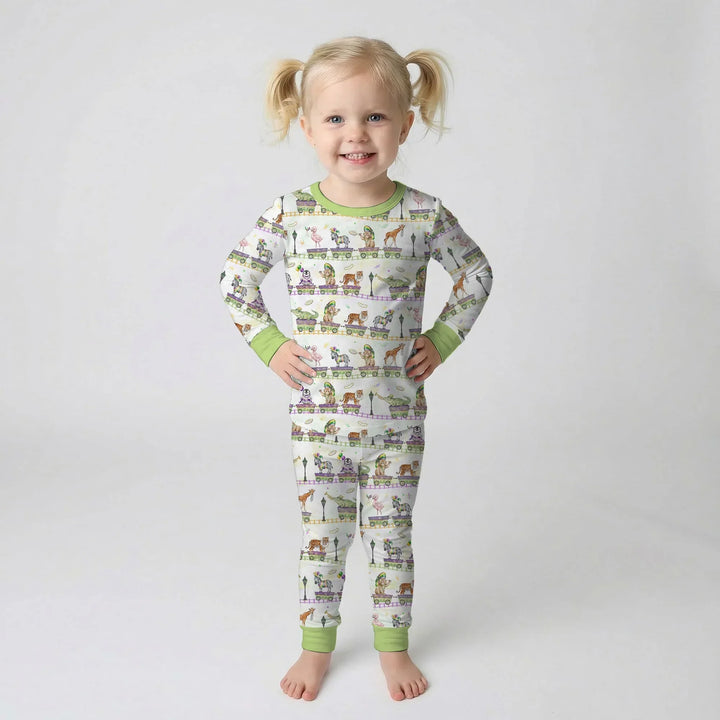 Mardi Gras Jungle Krewe Bamboo Two Piece Long Sleeve Pajama Set