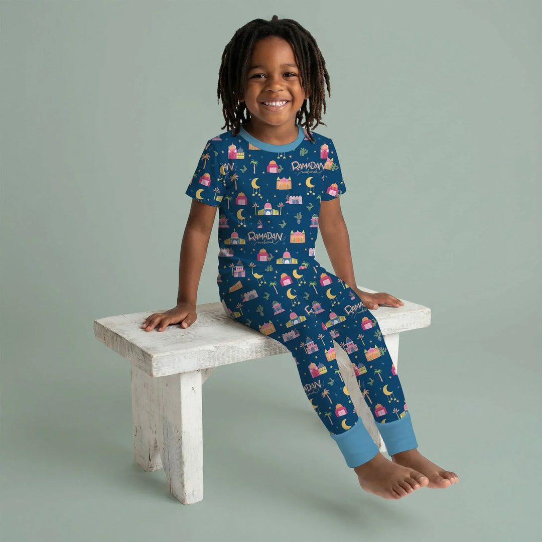 Ramadan Kareem Family Matching Bamboo Two Piece Short Sleeve Pajama Set