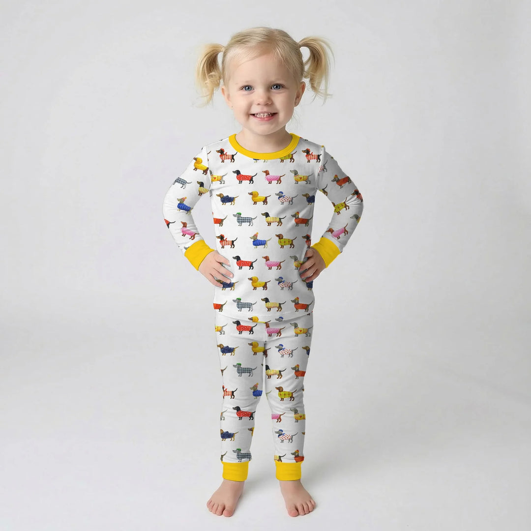 Dachshund Fashion Winnier Bamboo Two Piece Long Sleeve Pajama Set
