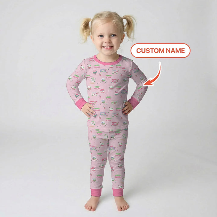 Cute Golf ball Bamboo Two Piece Long Sleeve Pajama Set