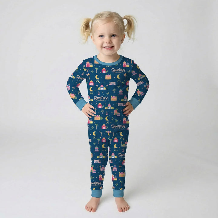 Ramadan Kareem Family Matching Bamboo Two Piece Long Sleeve Pajama Set