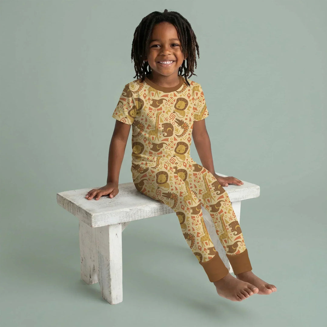 African Animals Spirit Bamboo Two Piece Short Sleeve Pajama Set