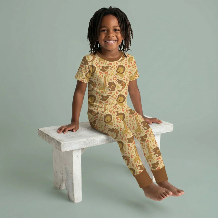 African Animals Spirit Bamboo Two Piece Short Sleeve Pajama Set
