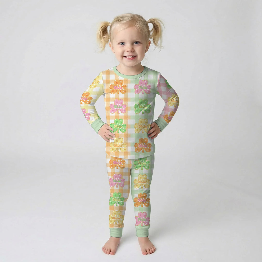 Lucky Shamrock Bamboo Two Piece Long Sleeve Pajama Set