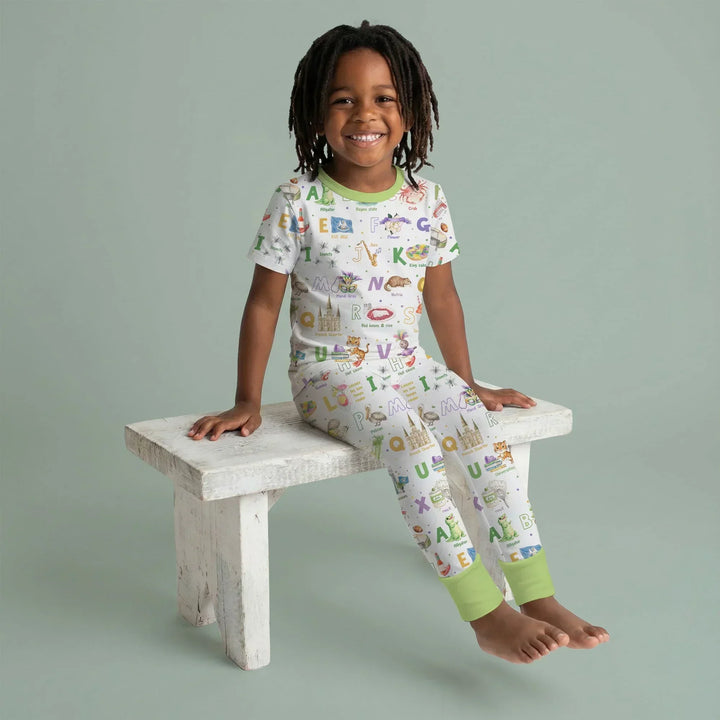 Alphabet of Lousiana Bamboo Two Piece Short Sleeve Pajama Set