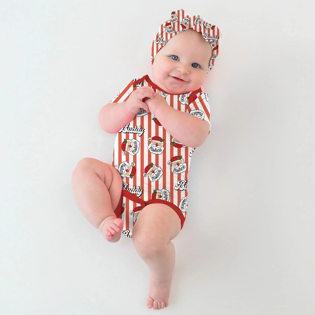 Christmas Santa Claus Custom Name Buddy Bamboo Bodysuit