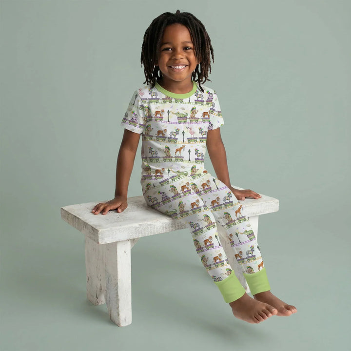 Mardi Gras Jungle Krewe Bamboo Two Piece Short Sleeve Pajama Set