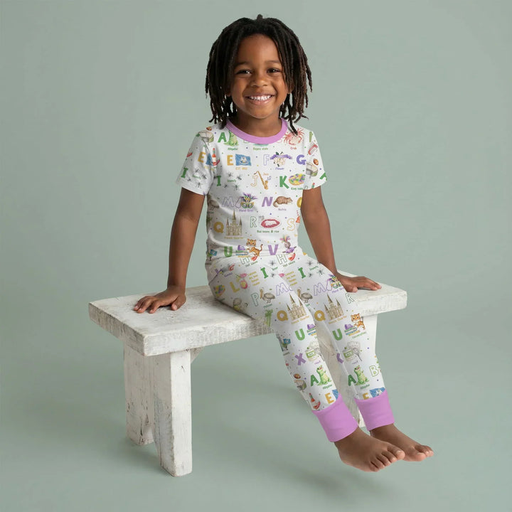 Alphabet of Lousiana Bamboo Two Piece Short Sleeve Pajama Set