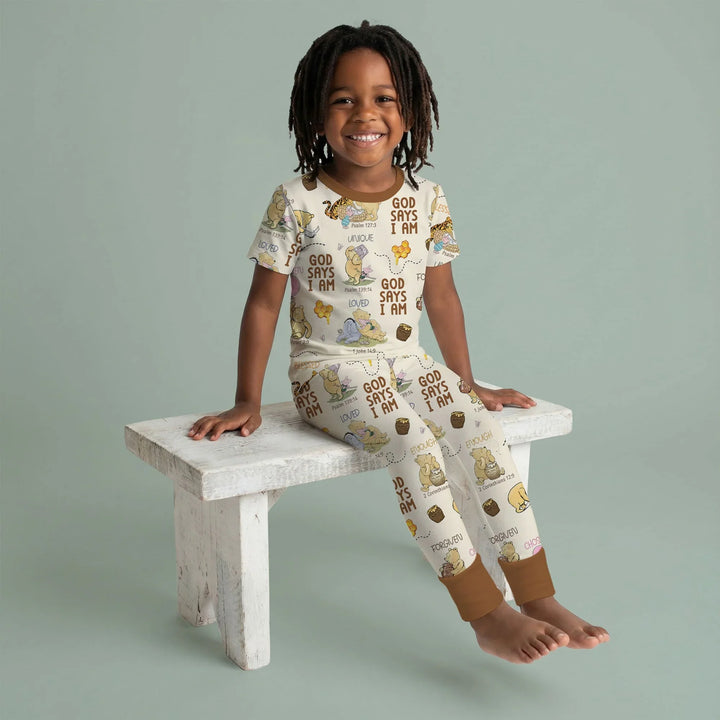 God Says I Am – Little Blessings Bamboo Two Piece Short Sleeve Pajama Set