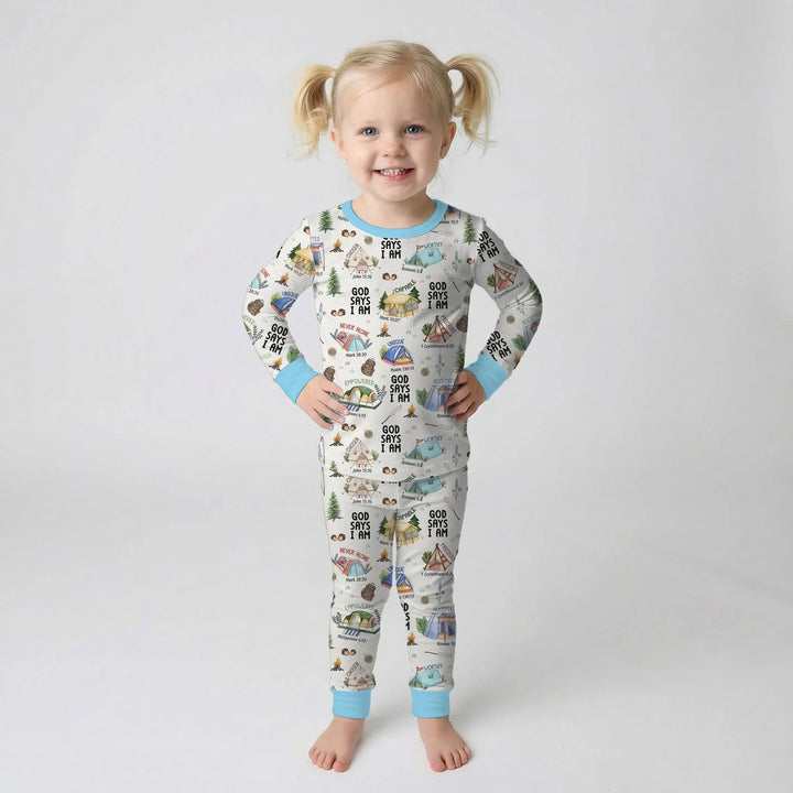 God Says I Am – Adventure Affirmations Bamboo Two Piece Long Sleeve Pajama Set