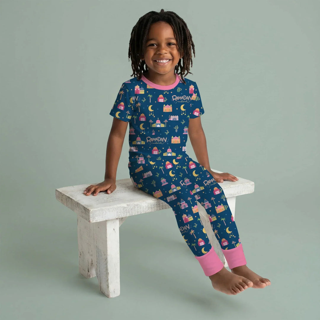 Ramadan Kareem Family Matching Bamboo Two Piece Short Sleeve Pajama Set