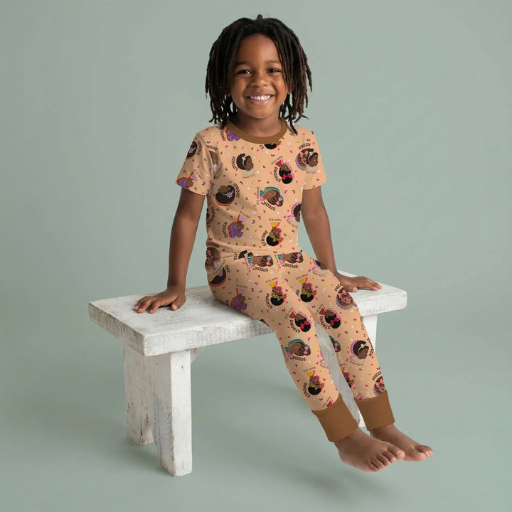 Empowered African Girl Bamboo Two Piece Short Sleeve Pajama Set