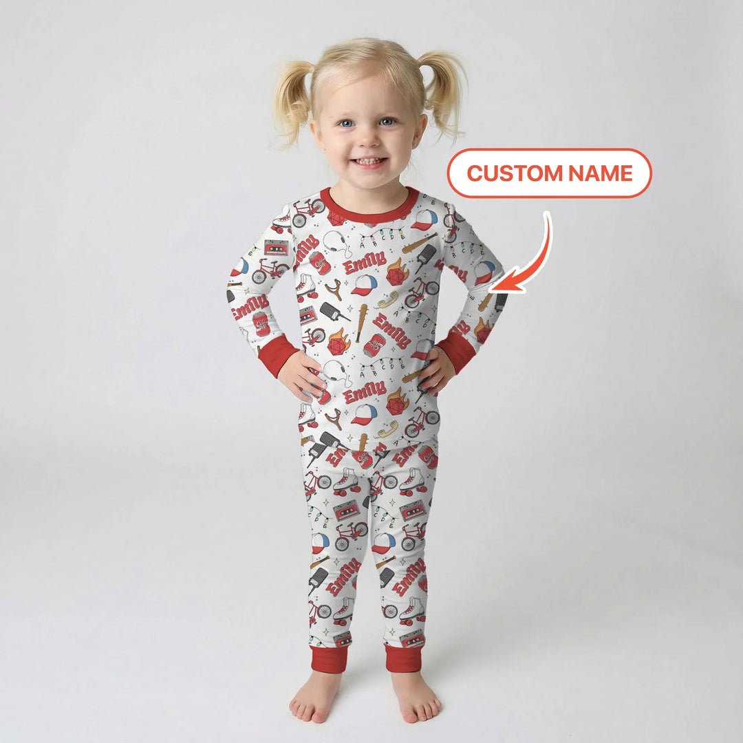 Custom Name Kids Adventure Bamboo Two Piece Long Sleeve Pajama Set