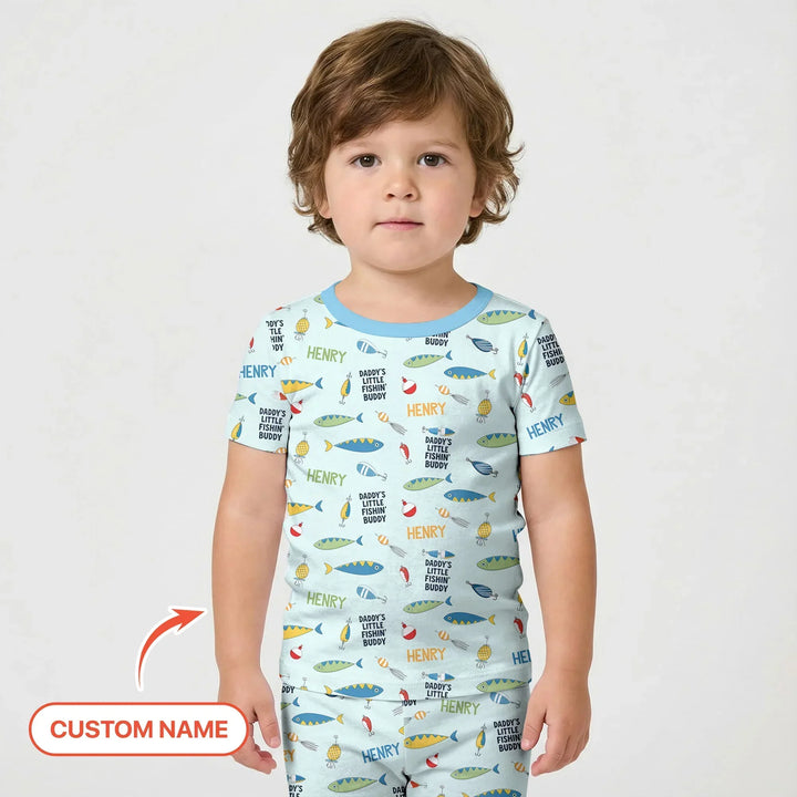 Fishing Squad Family Matching Bamboo Two Piece Short Sleeve Shorts Pajama Set