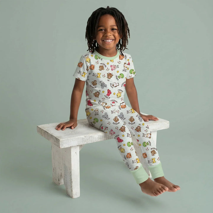 Kawaii Zodiac Bamboo Two Piece Short Sleeve Pajama Set