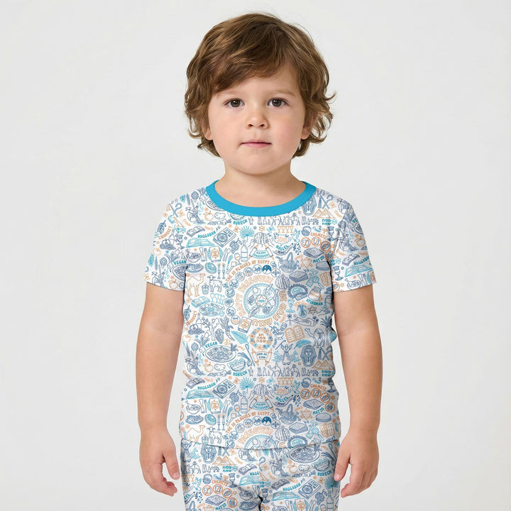 Doodle Passover Matching Family Bamboo Two Piece Short Sleeve Shorts Pajama Set