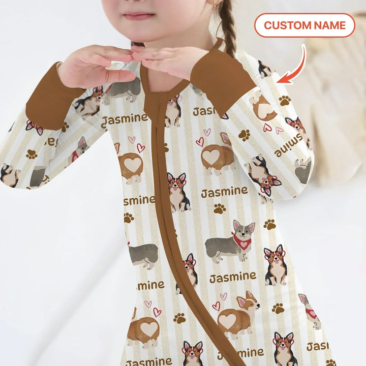 Custom Name Playful Corgis Family Matching Bamboo Convertible Zippy