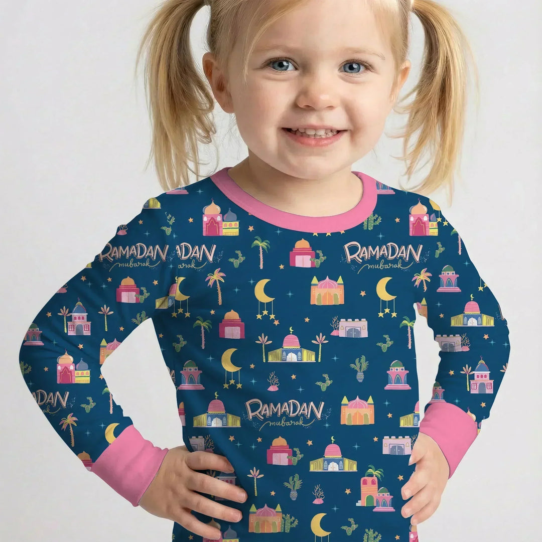 Ramadan Kareem Family Matching Bamboo Two Piece Long Sleeve Pajama Set