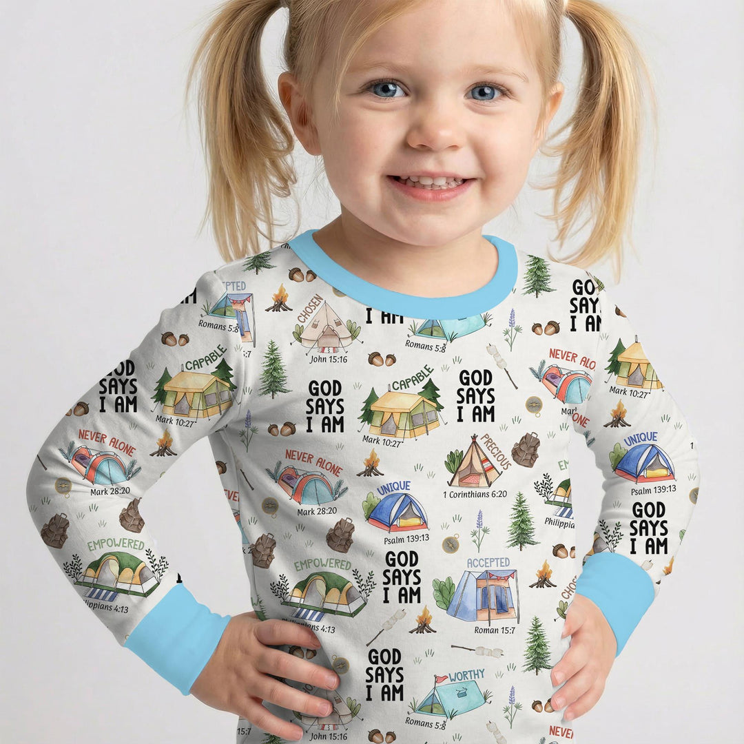 God Says I Am – Adventure Affirmations Bamboo Two Piece Long Sleeve Pajama Set