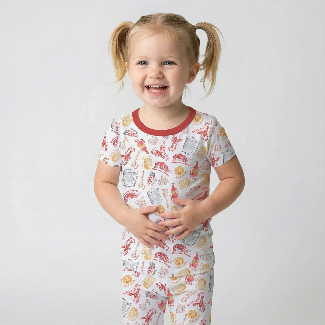 Crawfish Boil Bamboo Two Piece Short Sleeve Pajama Set
