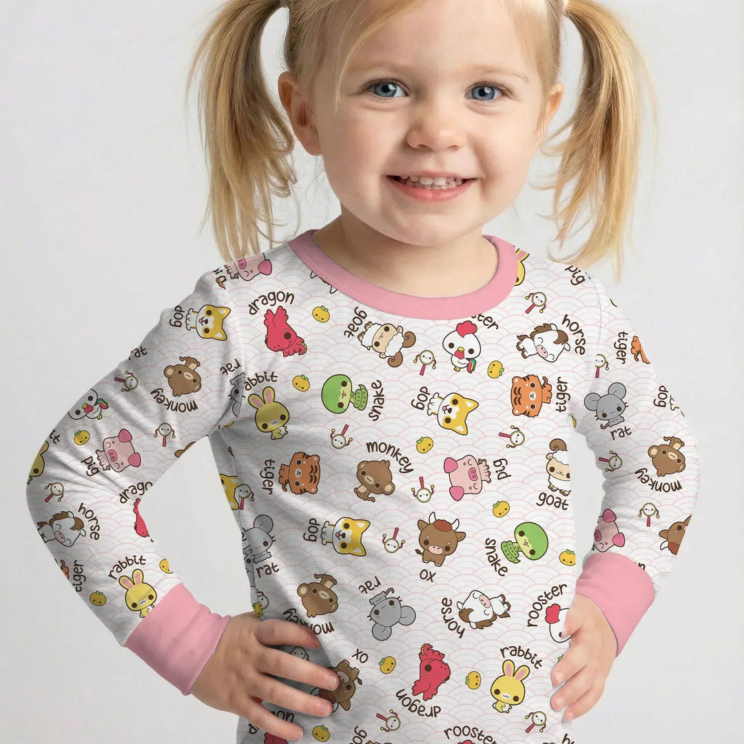Kawaii Zodiac Bamboo Two Piece Long Sleeve Pajama Set