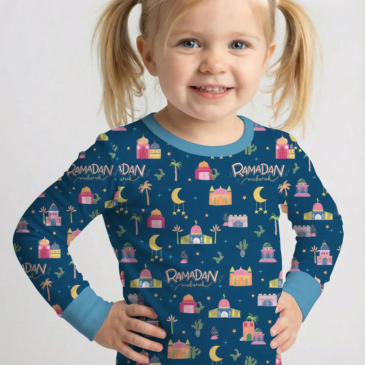 Ramadan Kareem Family Matching Bamboo Two Piece Long Sleeve Pajama Set