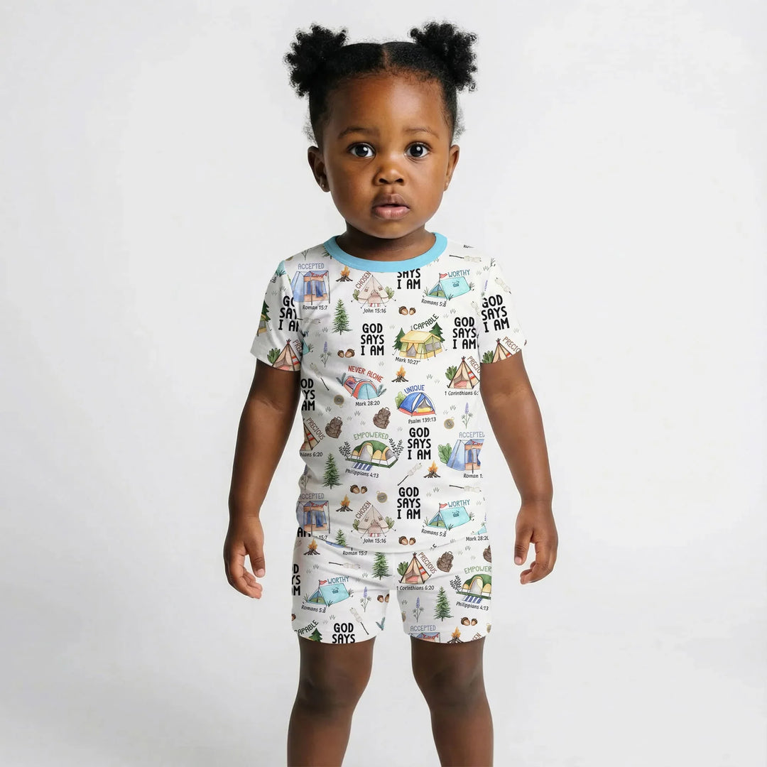 God Says I Am – Adventure Affirmations Short Sleeve Shorts Pajama Set