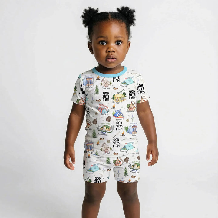 God Says I Am – Adventure Affirmations Short Sleeve Shorts Pajama Set