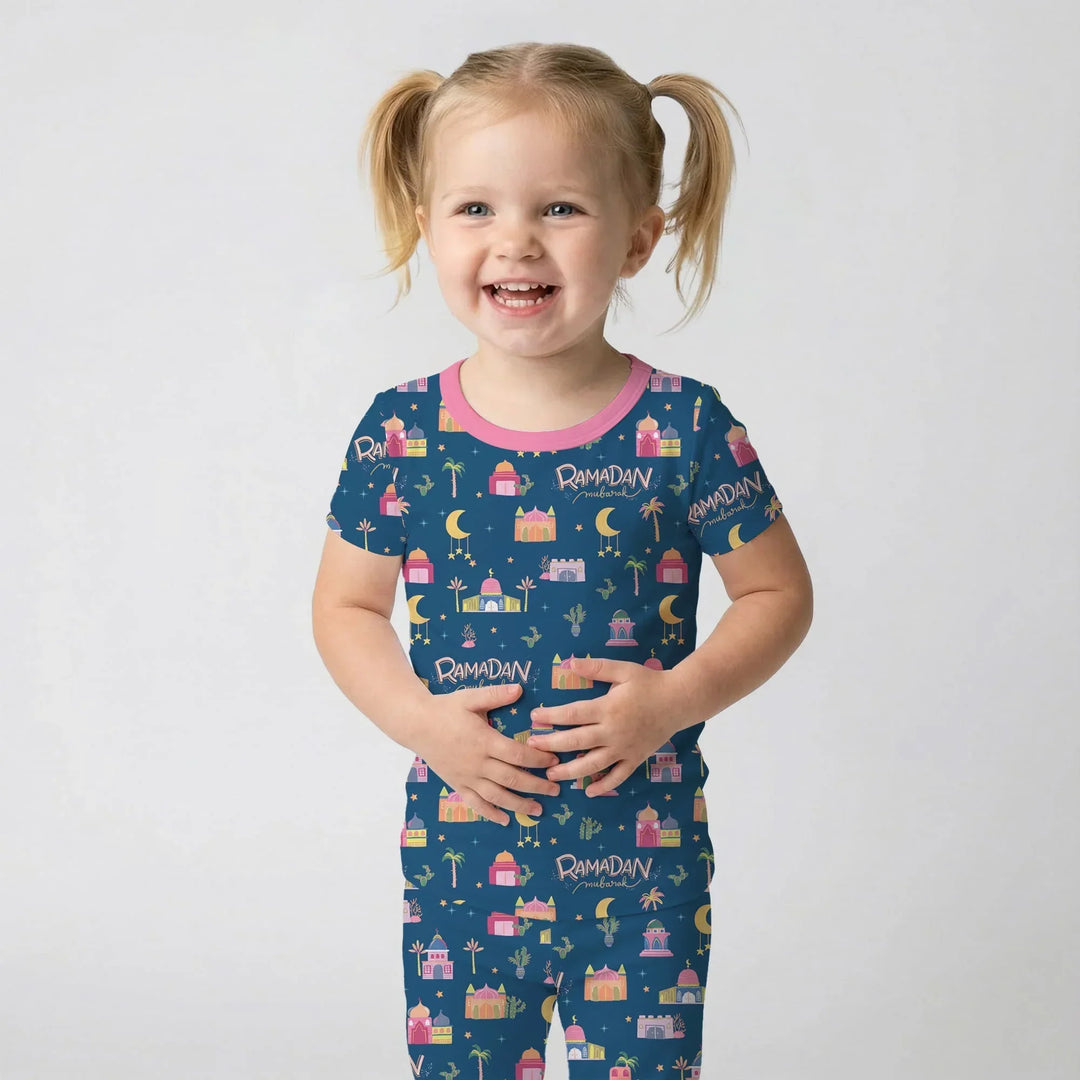 Ramadan Kareem Family Matching Bamboo Two Piece Short Sleeve Pajama Set