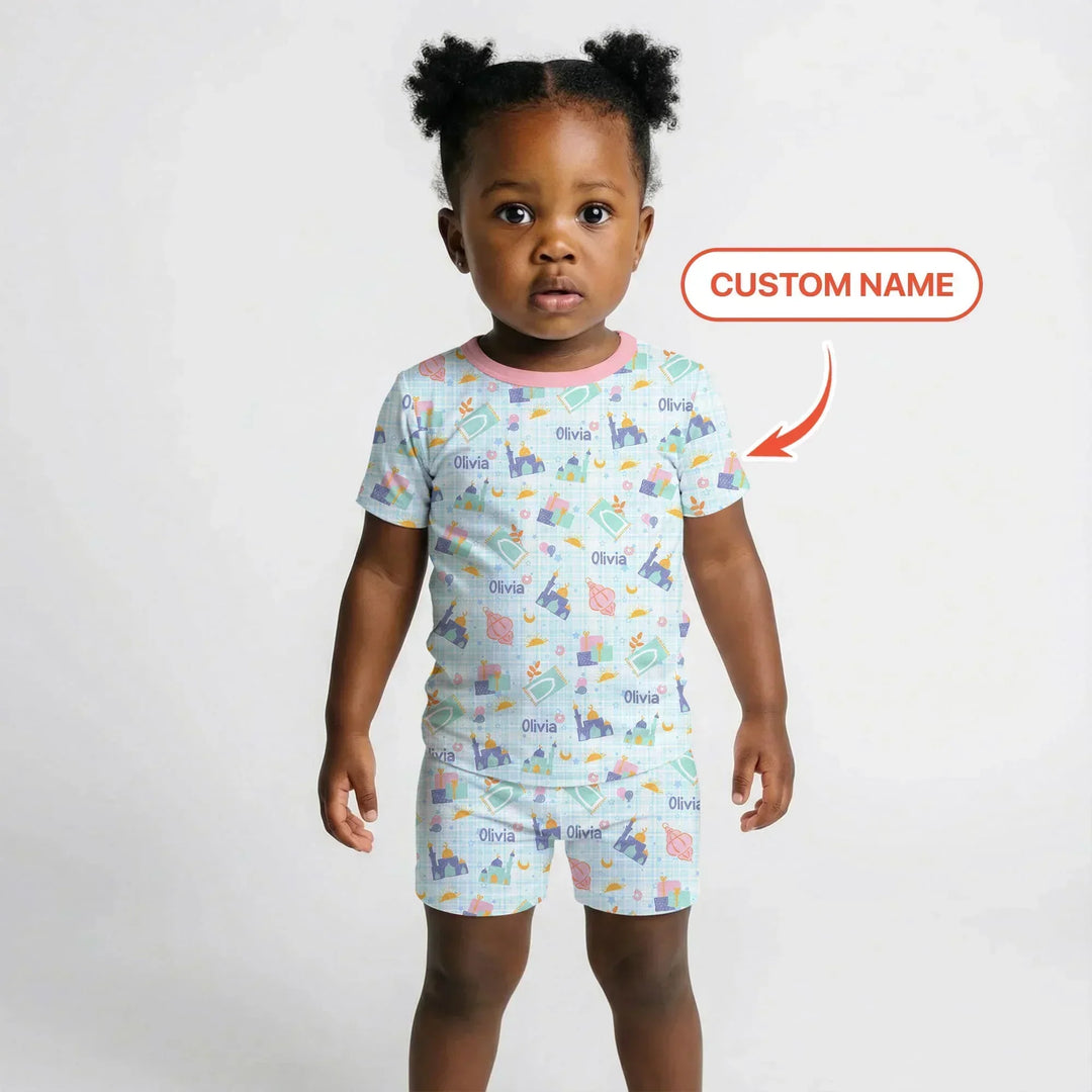 Ramadan and Eid Bamboo Two Piece Short Sleeve Shorts Pajama Set
