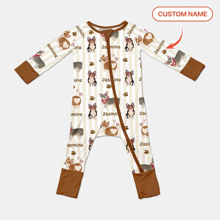 Custom Name Playful Corgis Family Matching Bamboo Convertible Zippy