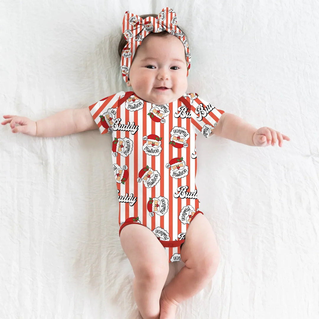 Christmas Santa Claus Custom Name Buddy Bamboo Bodysuit