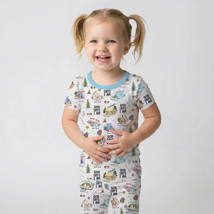 God Says I Am – Adventure Affirmations Bamboo Two Piece Short Sleeve Pajama Set