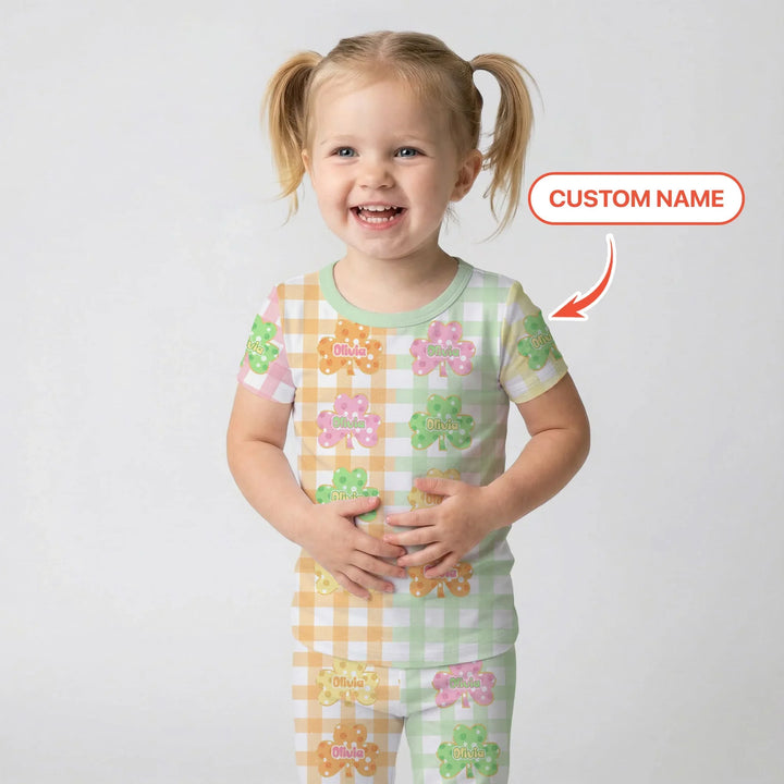 Lucky Shamrock Bamboo Two Piece Short Sleeve Pajama Set