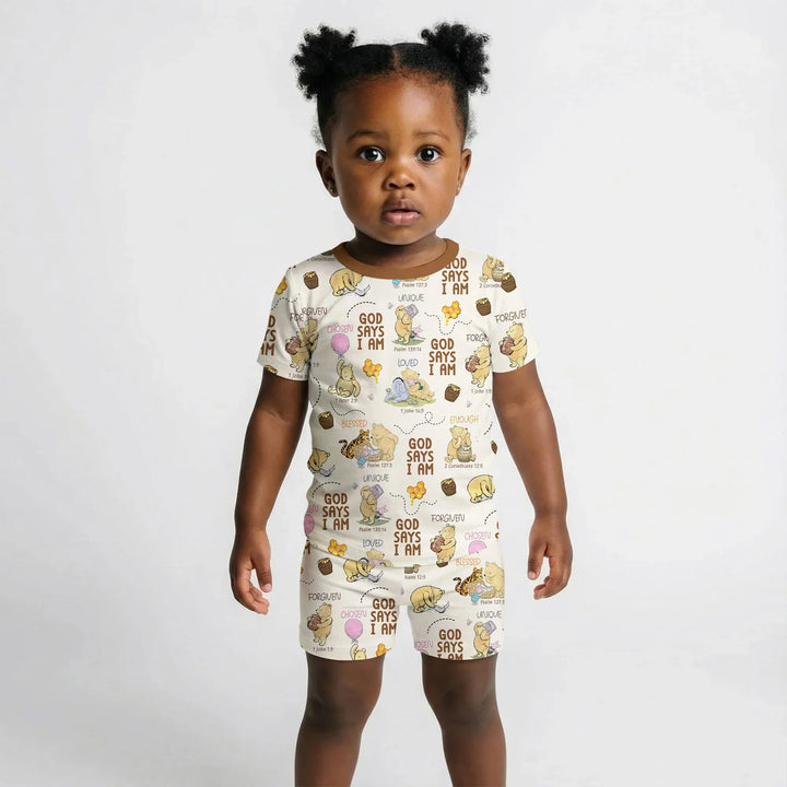 God Says I Am – Little Blessings Short Sleeve Shorts Pajama Set