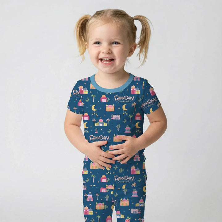 Ramadan Kareem Family Matching Bamboo Two Piece Short Sleeve Pajama Set